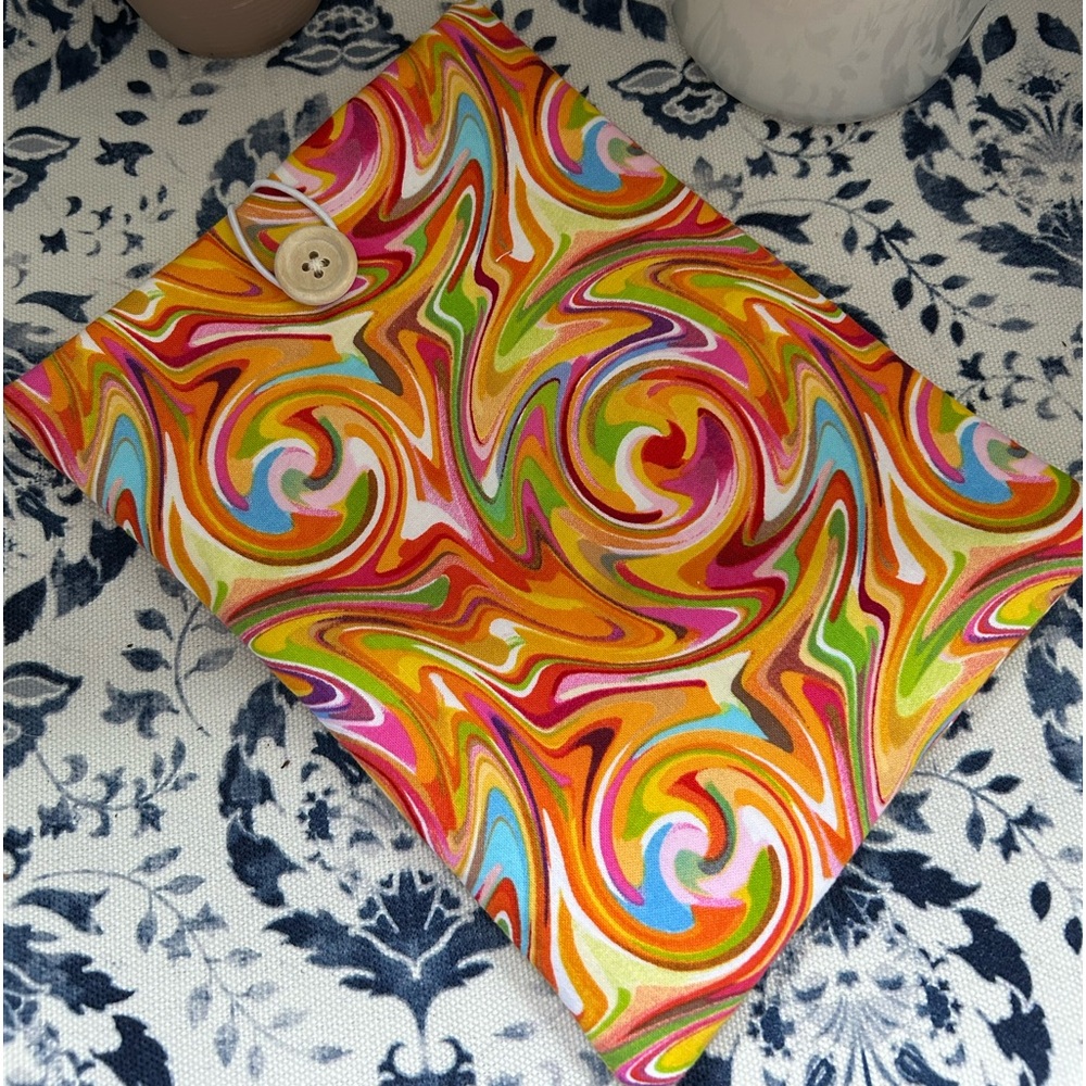 Orange Swirls Padded Sleeve l Kindle l Case l Book cover l Handmade l Cotton